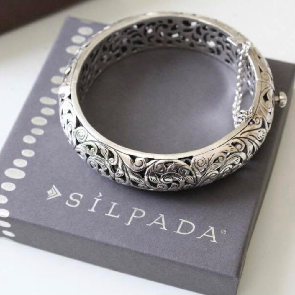 Vintage Silpada Filigree Sterling Silver Forever Stunning Bangle Bracelet B1829